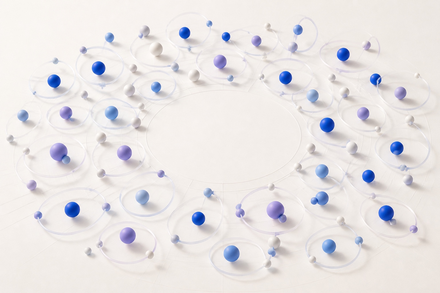 Viele individuelle blaue und violette Feedbackschleifen bilden ein zusammenhängendes System.