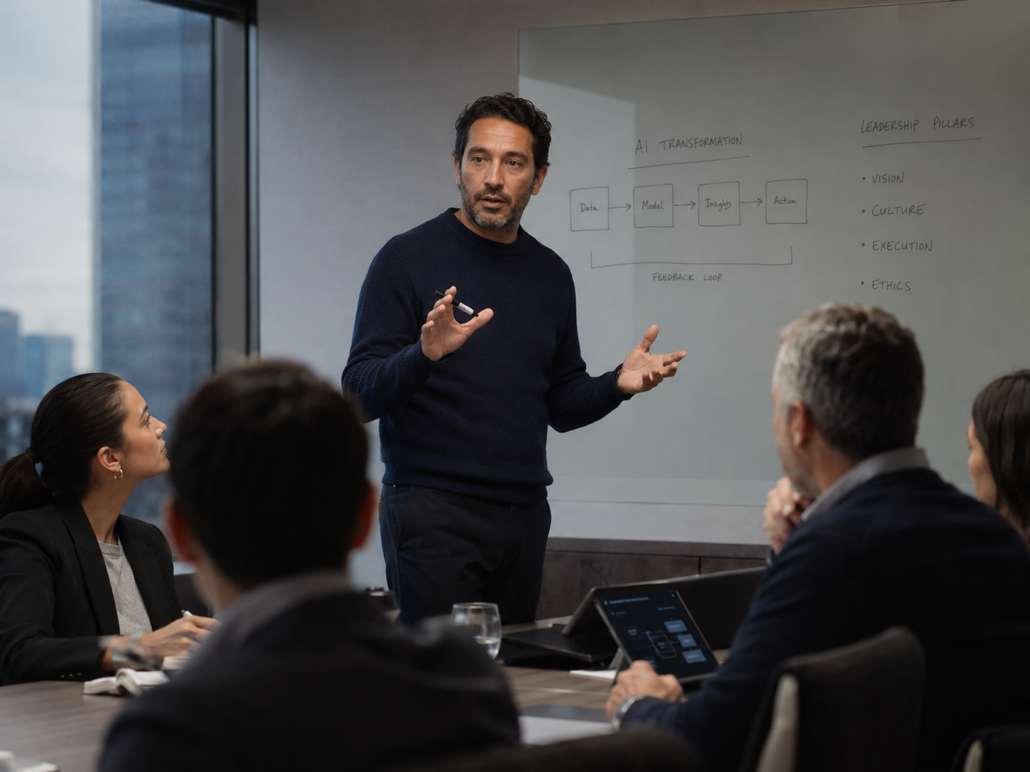 Leader presenting to a team