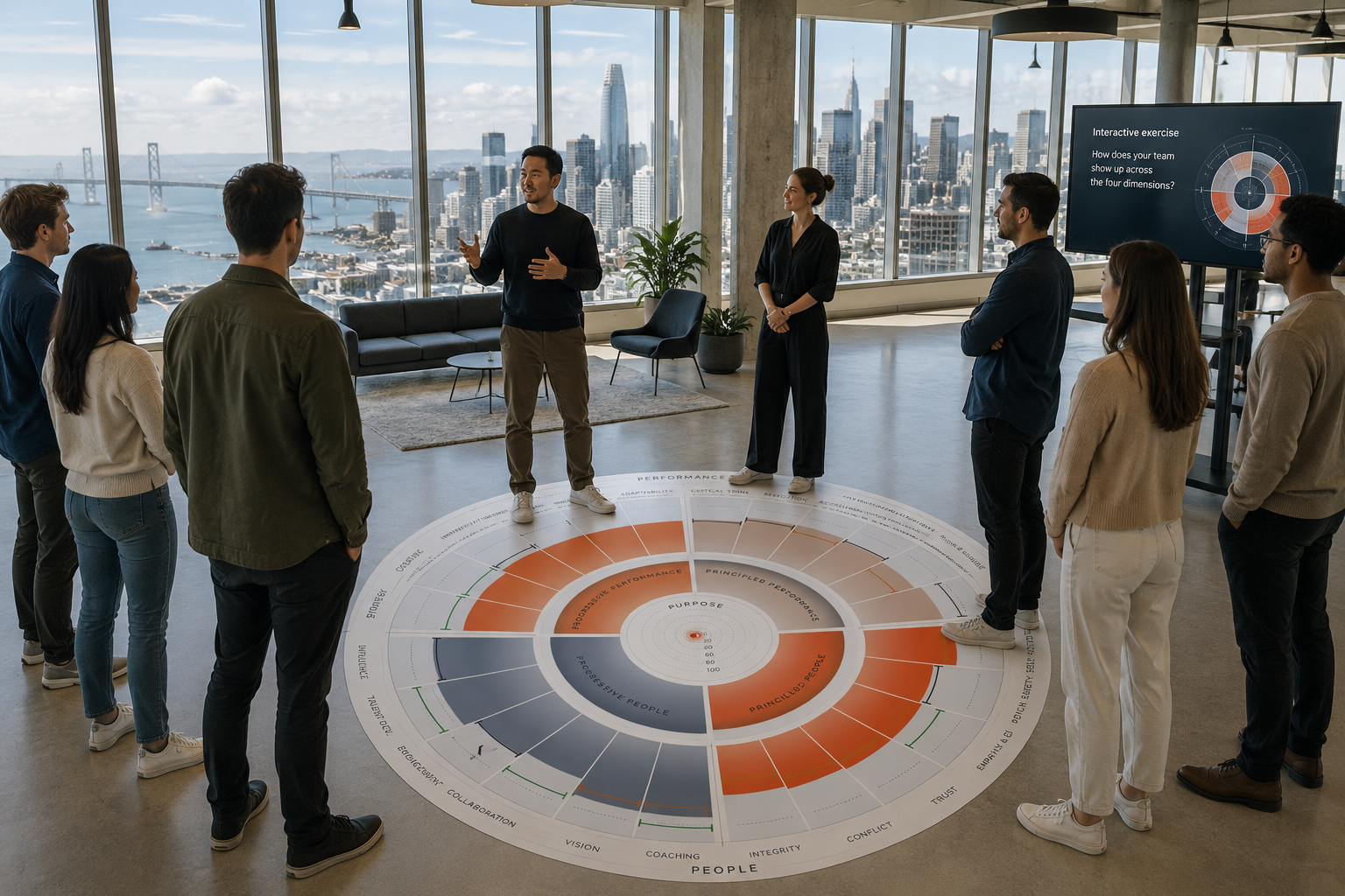 A leadership team working around the Canvas